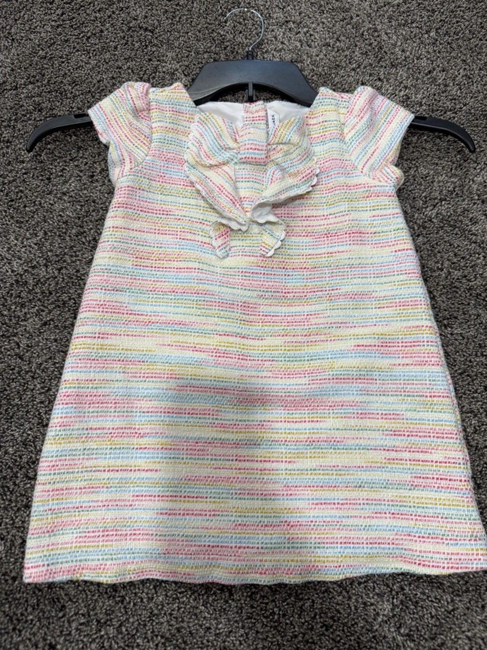 Janie and Jack Pastel Multistripe Ruffle Collar Dress